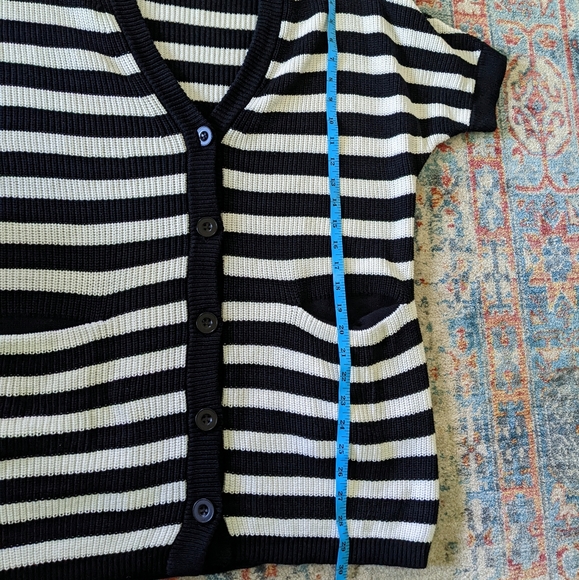 CAbi #5289 Black/White Striped The Whistle Cardigan Sweater Women's XS Oversize - Picture 9 of 10